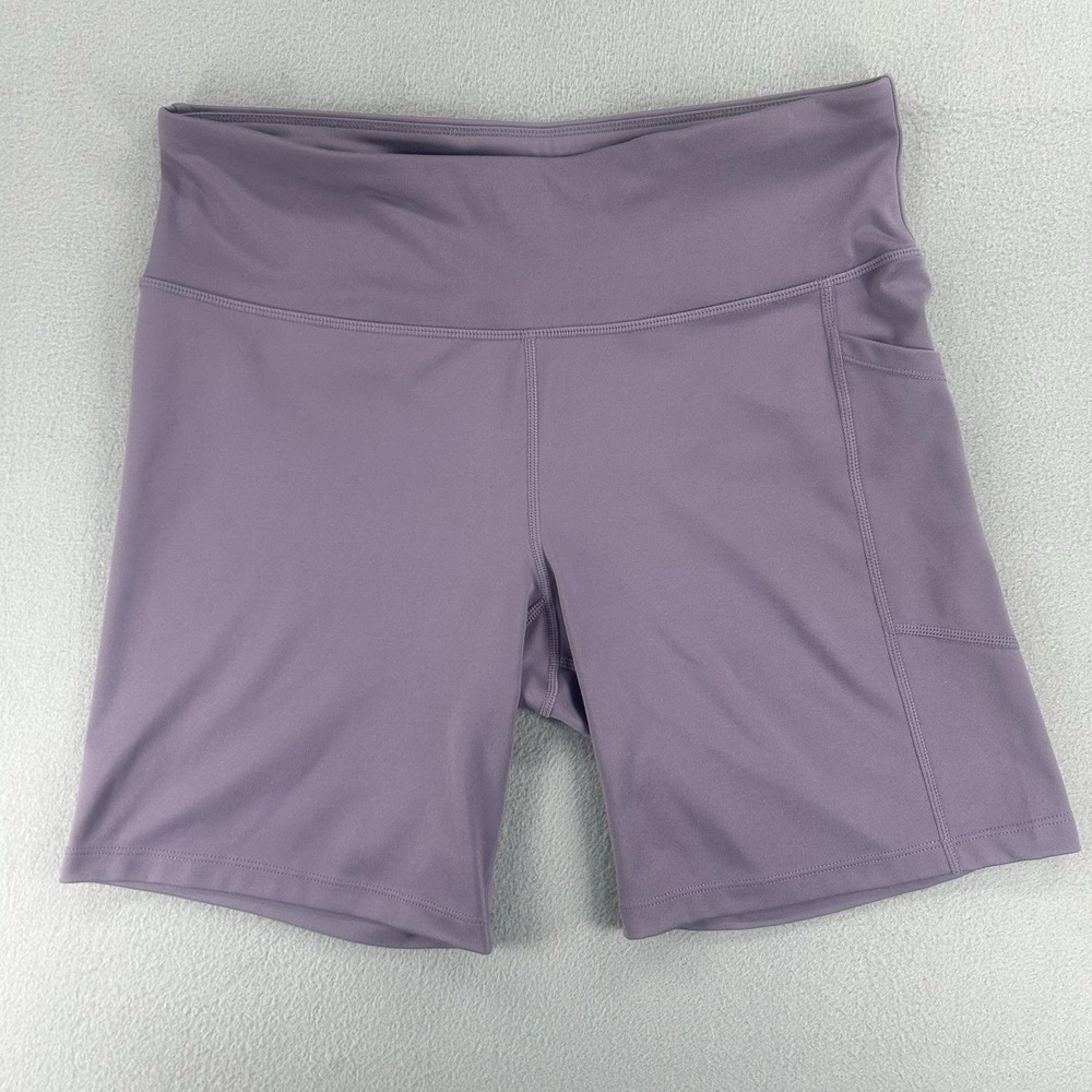 DKNY Women's Athletic Shorts Purple Stretch Polyester Spandex L